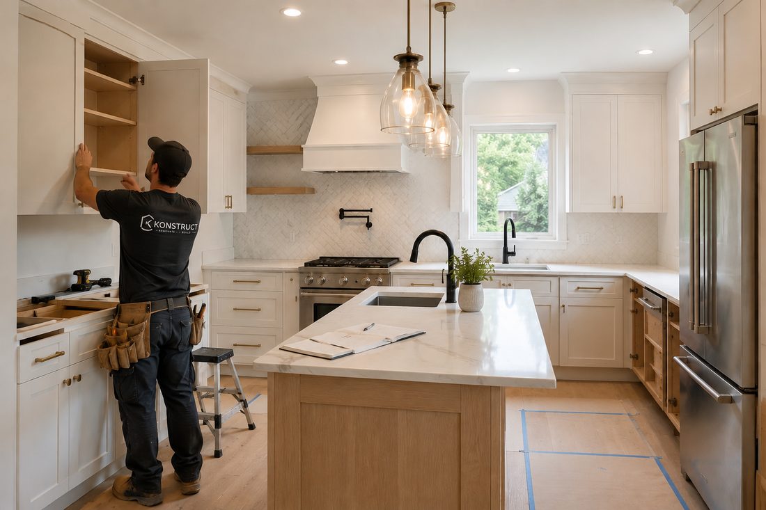 Construction tradesperson on a kitchen renovation, a sector A&O trains with AI